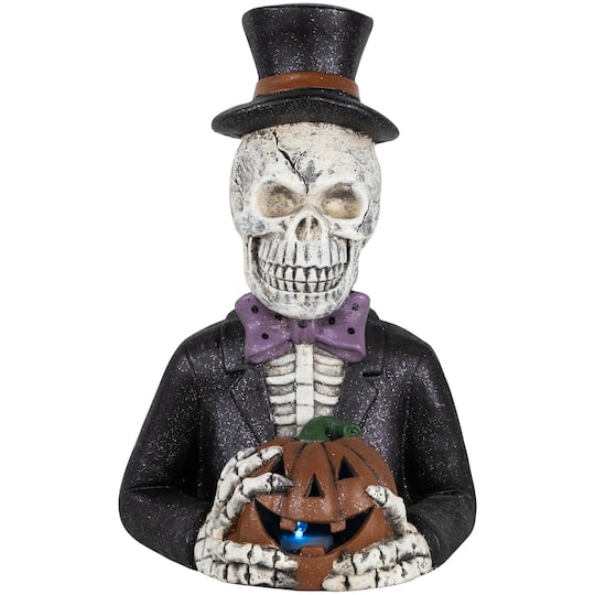 23.5" LED Skeleton with Jack-O-Lantern Halloween Decoration By Northlight in White | 23.5" x 15" x 12" | Michaels®
